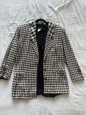 Carole Little Black and White Gingham Blazer